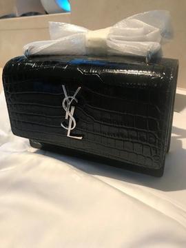 Brand New Unopened - YSL Saint Laurent Sunset Crocodile Effect Leather Cross Body Bag, bought 7 Feb