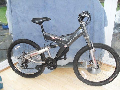 ADULTS SHOCKWAVE FULL SUSPENSION MOUNTAIN BIKE WITH DISC BRAKES IN VGC