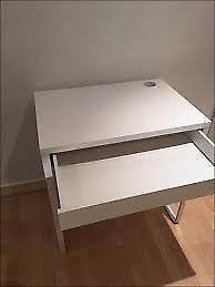 White ikea micke desk with drawer, 1 year old barely used