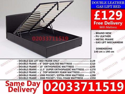 BRAND NEW DOUBLE LEATHER STORAGE BED Available with Mattress Vail