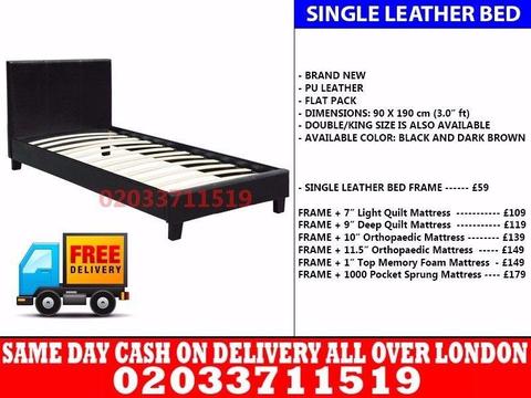BRAND NEW SINGLE KING SIZE AND DOUBLE SIZE LEATHER BED Available With MATTRESS Wichita