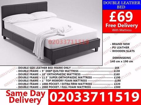 BRAND NEW SINGLE KING SIZE AND DOUBLE LEATHER BED Available with Mattress Akron