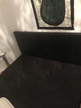 Black faux leather bed and mattress FREE