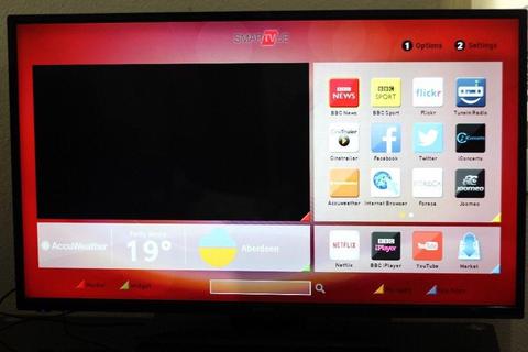 FULL SMART 42” HITACHI 42HXT12U FULL HD LED SMART TV WITH BUILT IN FREE VIEW BUT BROKEN SCREEN
