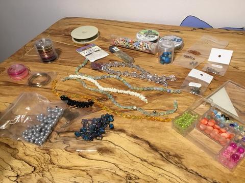 Job lot of beads and wires for jewellery making