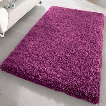 Soft Shaggy Rug Thick High Pile Plain Non-Shed Modern Rectangle Rug - Aubergine