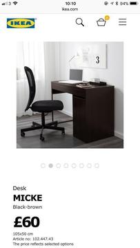Black desk (with swivel chair)