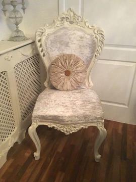 Gorgeous large French ornate cream velvet chair