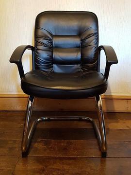 Black leather effect and chrome chair