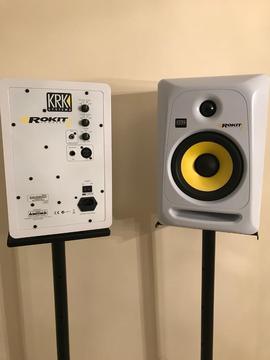 Rokit 6 G3 speakers with ADAM stands