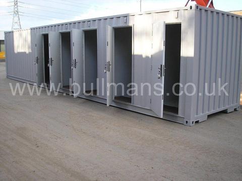 Multi Compartment Shipping container / Self storage container with side personnel doors – 40ft