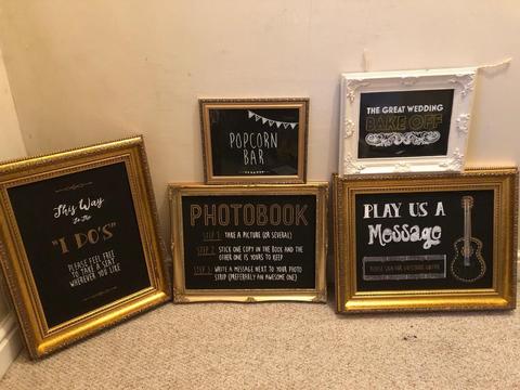 Wedding signs and frames