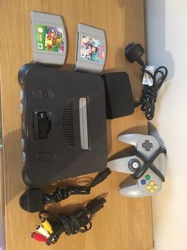 Nintendo 64 with all wires, controller + 2 games