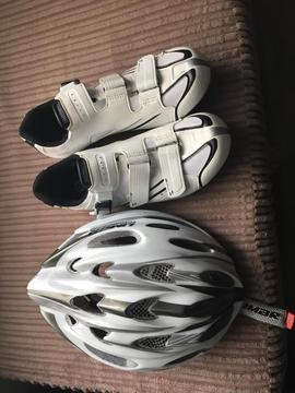 Bike shoes and helmet