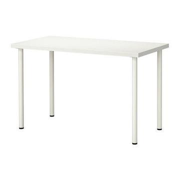 Lovely white study desk, Ikea linnmon/adils 120cm x 60cm table, legs are height adjustable, office