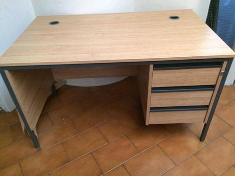 Oak Straight Office Desks with Fixed Pedestals