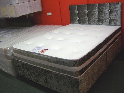 Crushed Velvet Double Divan Bed and Memory Foam Mattress. Brand New in Wrapping