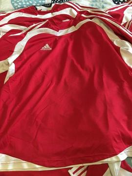 Adidas football shirts - red and white long sleeve x 12
