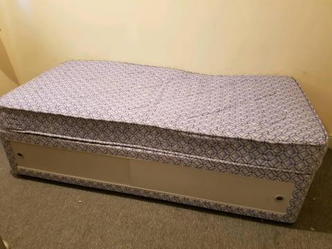 Single divan bed with mattress and under bed storage