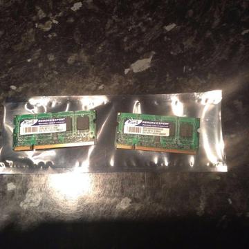 DDR2 Memory 2 GIG 2 x 1 gig sticks of AData DDR2 laptop memory SODIMS