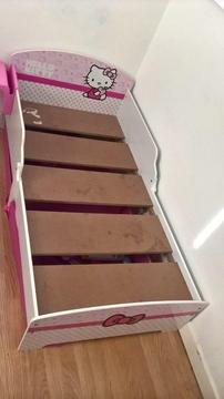 Hello Kitty Girls Bed With Mattress and Two Pink Storage Boxes