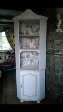Vintage shabby chic corner cupboard