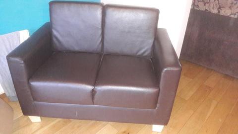 2 seater sofa in brown leather £110