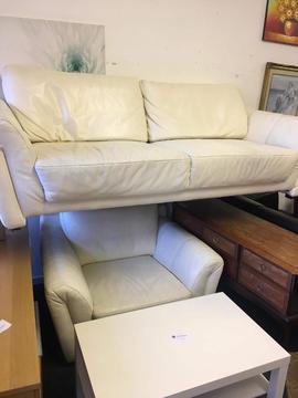 Cream sofa and armchair can deliver
