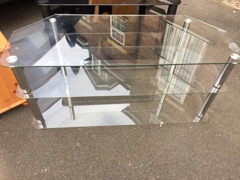 Large clear glass tv stand