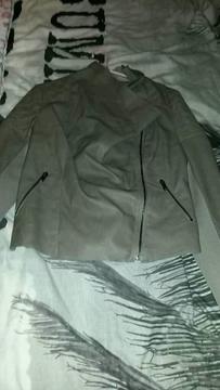 New look grey leather / swede jacket size 12