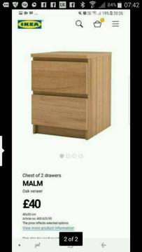 2× Ikea malm bedside table