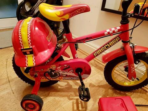 Boys 12inch bike with support wheels and Helmet