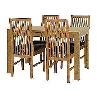 Penley Oak Stain Extendable Table and 4 Paris Black Chairs