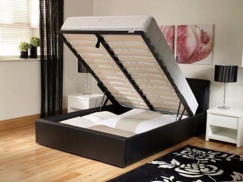 New Offer Kingsize Single Double Leather Ottoman Bed Frame Available With Memory Foam