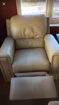 Cream leather reclining sofa 2+1