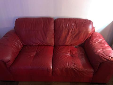 Free red leather sofa. 3 &2 seater