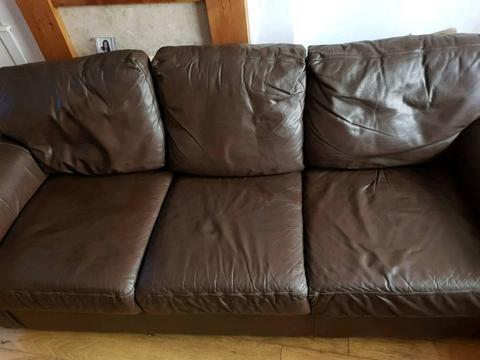 FREE- Brown leather 3 seater sofa