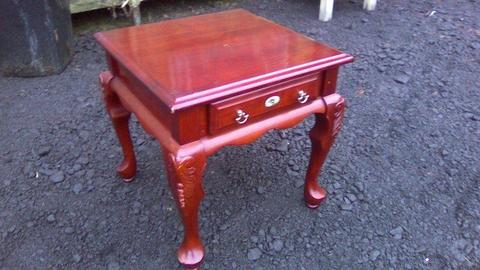 Lovely reproduction French end table with suede lined drawer