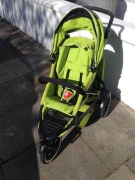 Phil & Ted's Lime Green Double Explorer buggy (& lots of accessories!)