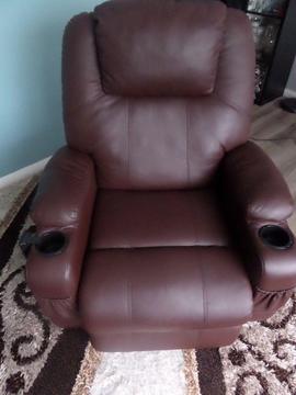 Electric riser and recliner leather armchair