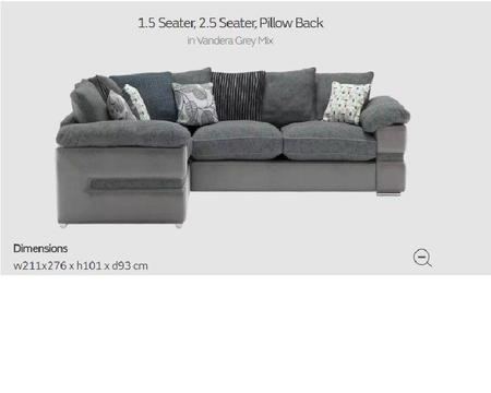 Sofology Sofa (1.5 Seater, 2.5 Seater, Pillow Back in Vandera Grey Mix)