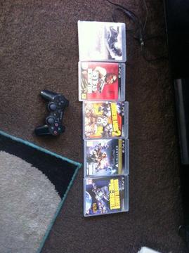 PS3 slimline with 5 games wireless pad with all cables