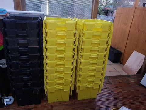 Heavy duty storage boxes. Moving boxes. Crates with lids