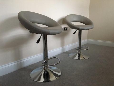 Faux soft leather 2x bar stools in smart taupe colour