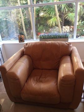 Free chunky Italian leather tan armchair for collecting