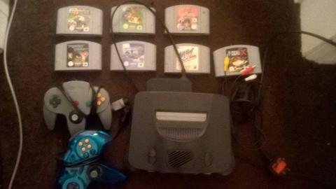 N64 Console games 3 controllers expansion pack memory card and games