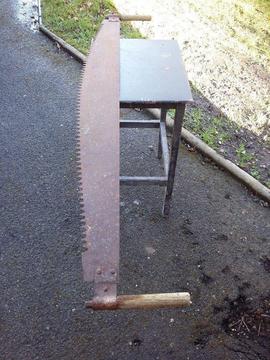 Antique two man saw, extra long at 59inches / 1m50