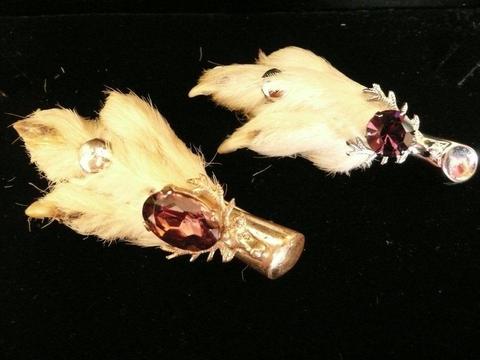 Pair of Vintage (One Silver) Grouse Foot Brooches