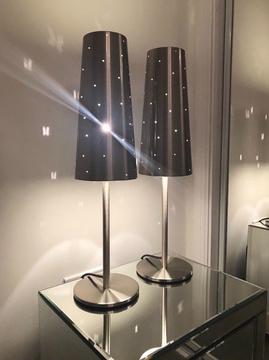 (x 2) Silver Table Lamps / Bedside Lamps