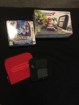 Nintendo 2DS preinstalled with Mario Kart, Pokemon Moon Fan Edition and official Nintendo case